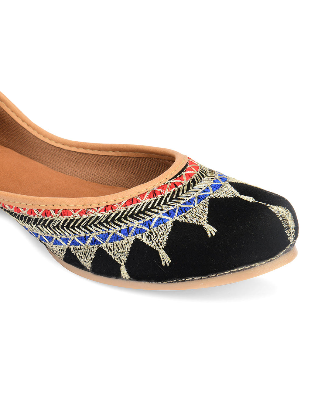 Desi Colour Women Indian Ethnic Footwear-Embroidered Black Zari | Grocsy