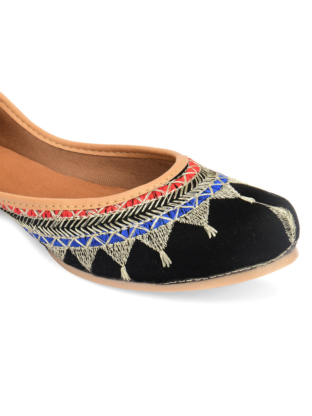Desi Colour Women Indian Ethnic Footwear-Embroidered Black Zari | Grocsy