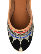 Desi Colour Women Indian Ethnic Footwear-Embroidered Black Zari | Grocsy