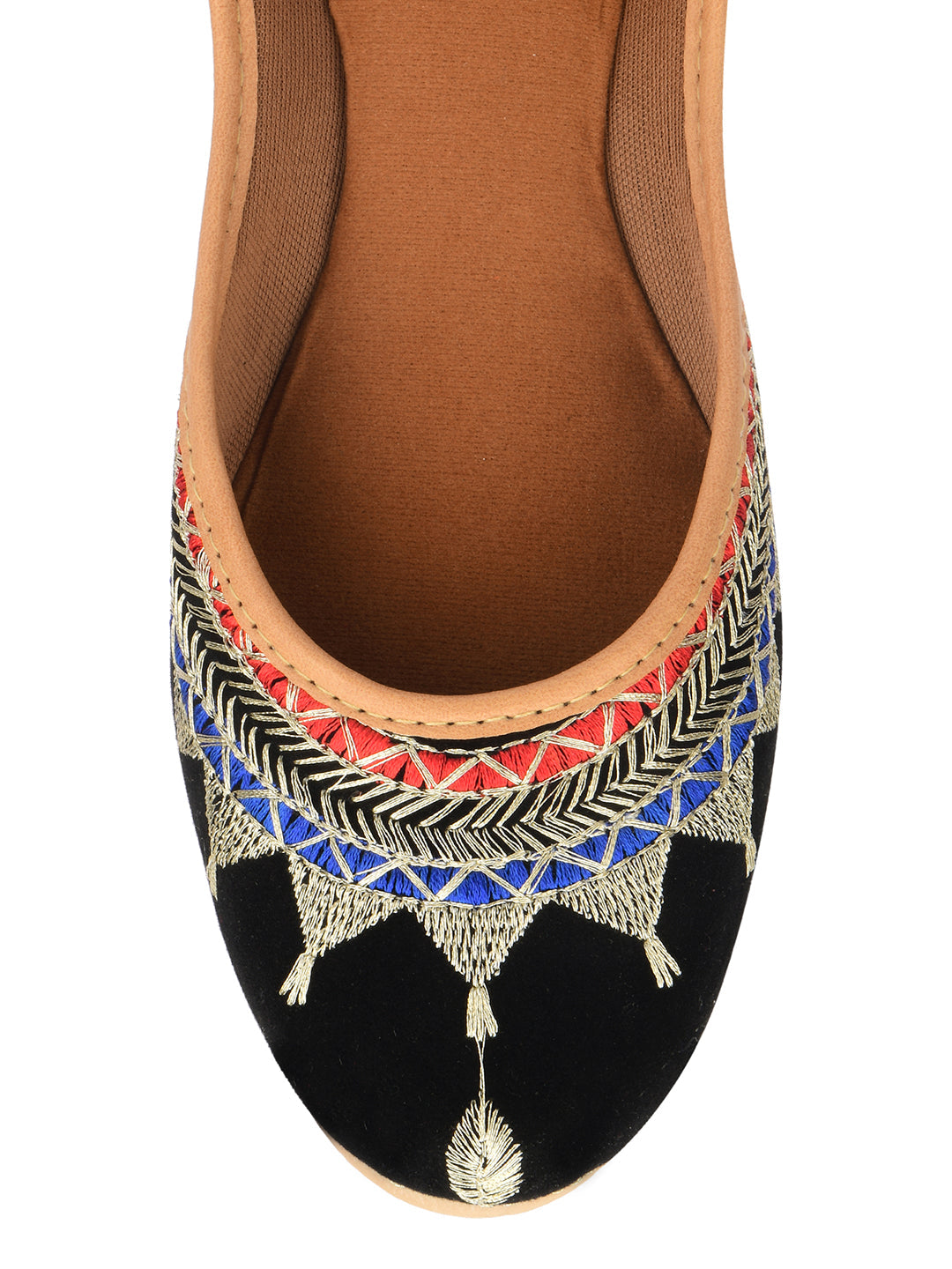 Desi Colour Women Indian Ethnic Footwear-Embroidered Black Zari | Grocsy