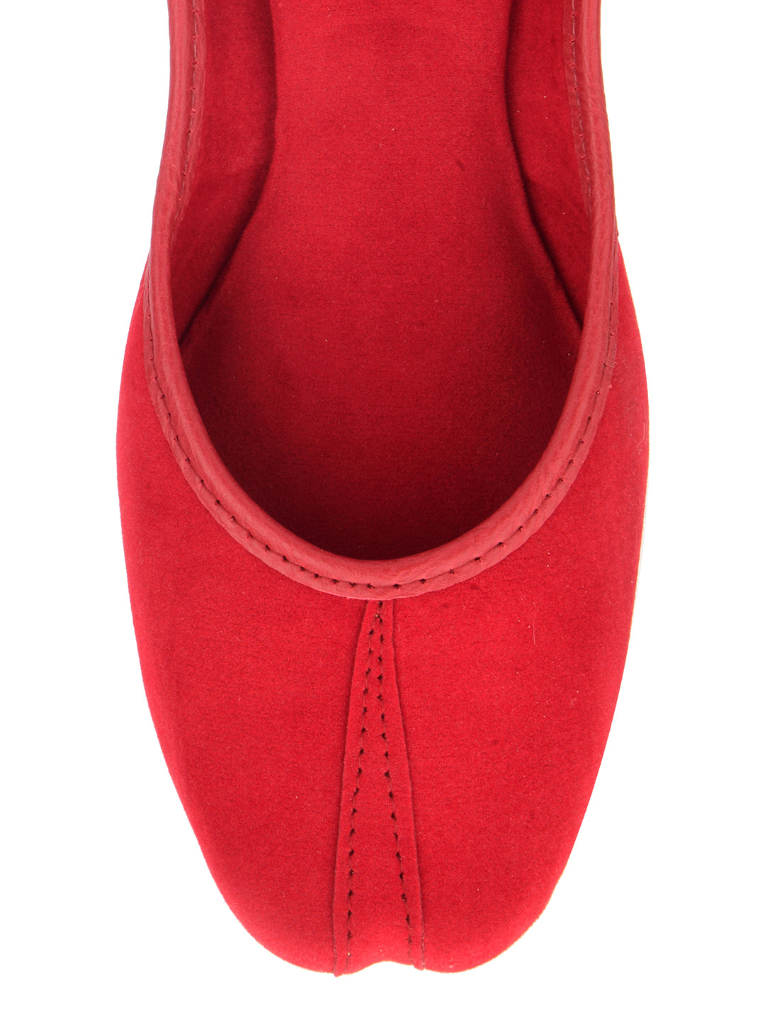 Desi Colour Women Indian Ethnic Footwear-Basic Suede -Red | Grocsy