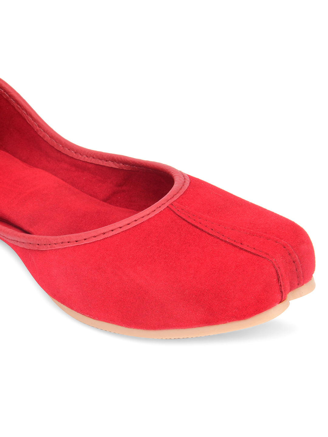 Desi Colour Women Indian Ethnic Footwear-Basic Suede -Red | Grocsy