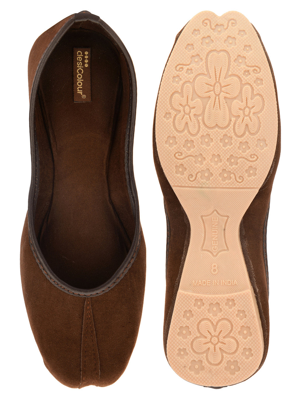 Desi Colour Women Indian Ethnic Footwear-Basic Suede -Brown | Grocsy