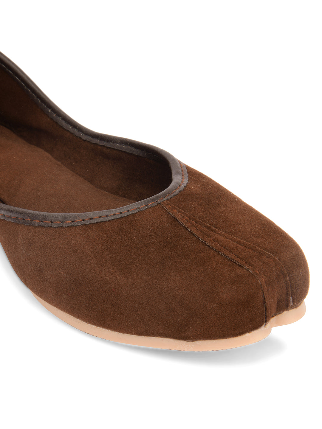Desi Colour Women Indian Ethnic Footwear-Basic Suede -Brown | Grocsy