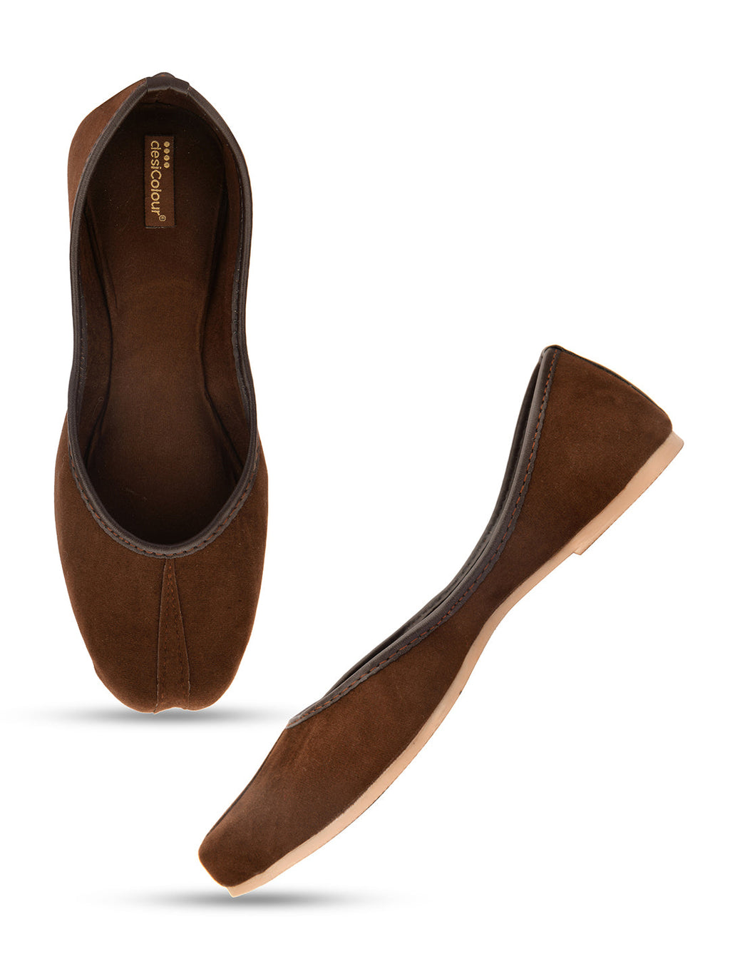 Desi Colour Women Indian Ethnic Footwear-Basic Suede -Brown | Grocsy