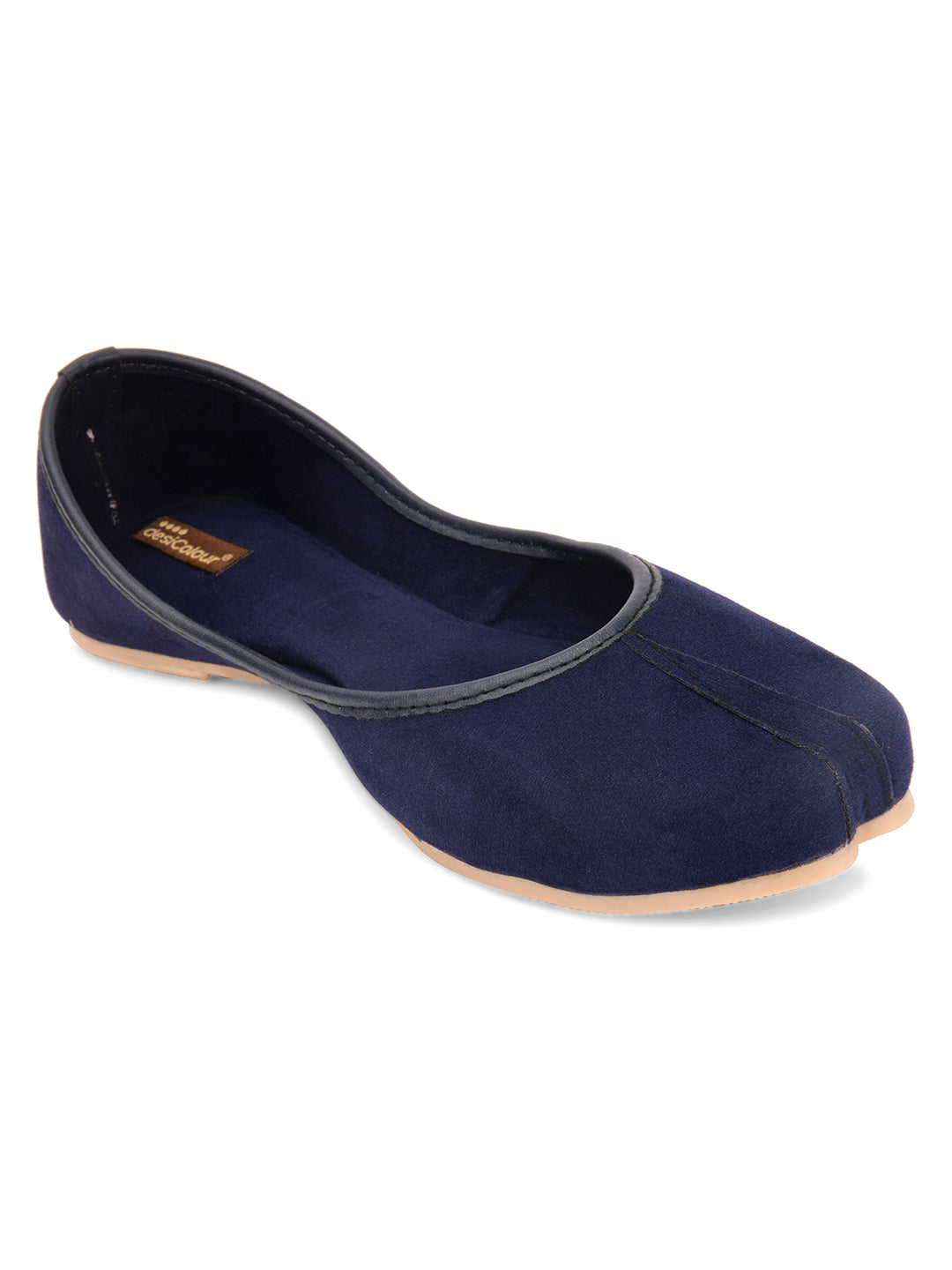 Desi Colour Women Indian Ethnic Footwear-Basic Suede -Blue | Grocsy