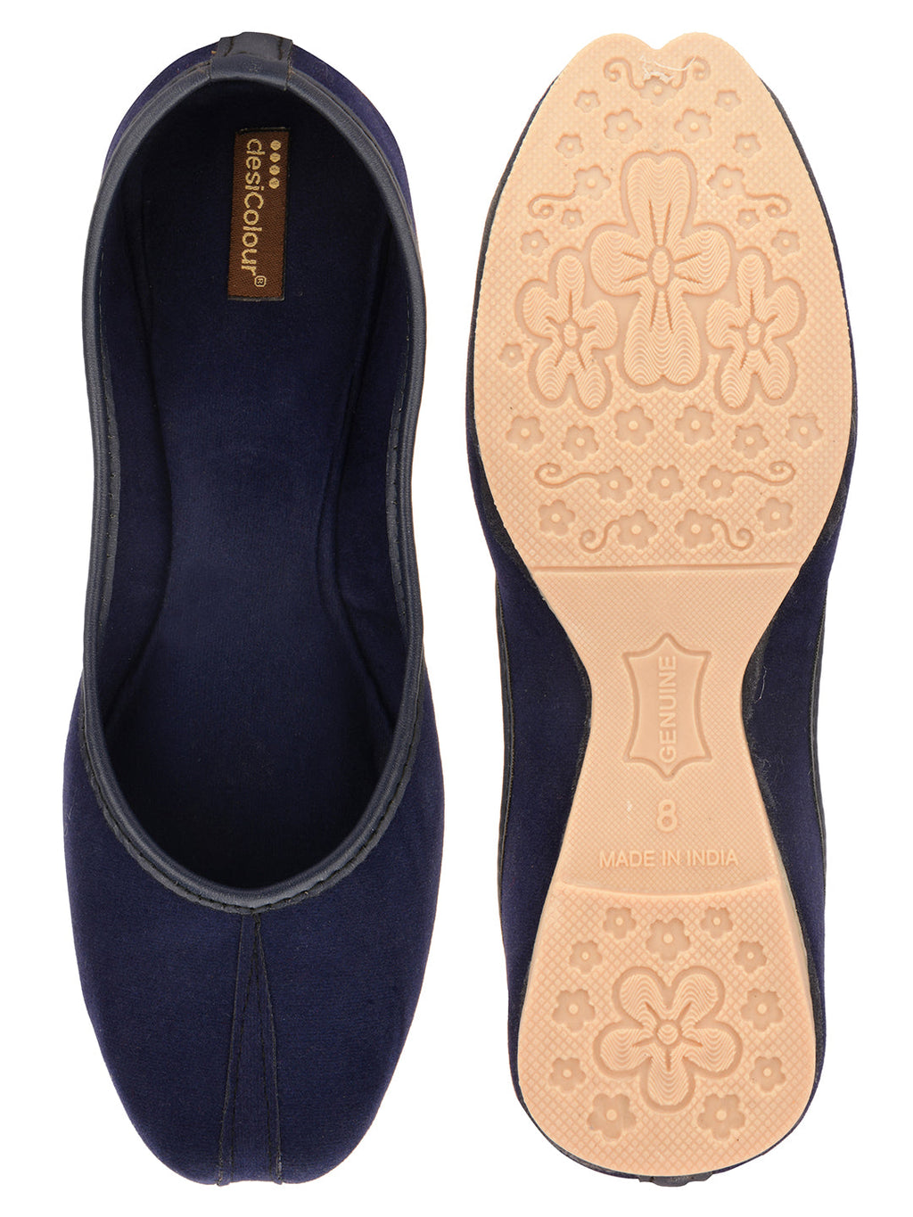 Desi Colour Women Indian Ethnic Footwear-Basic Suede -Blue | Grocsy