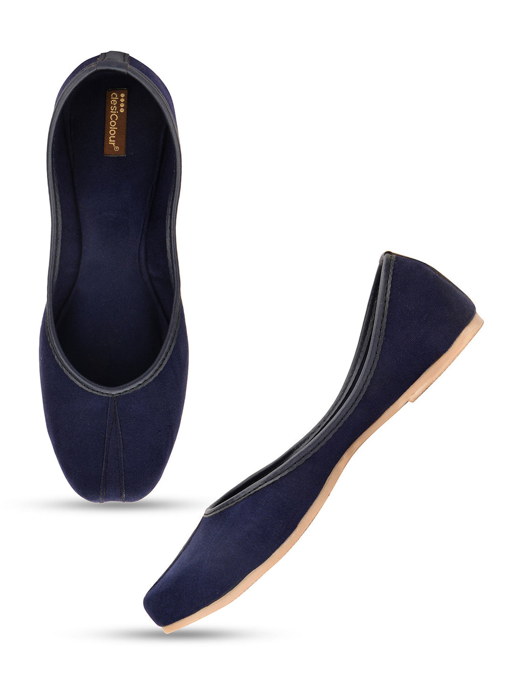 Desi Colour Women Indian Ethnic Footwear-Basic Suede -Blue | Grocsy