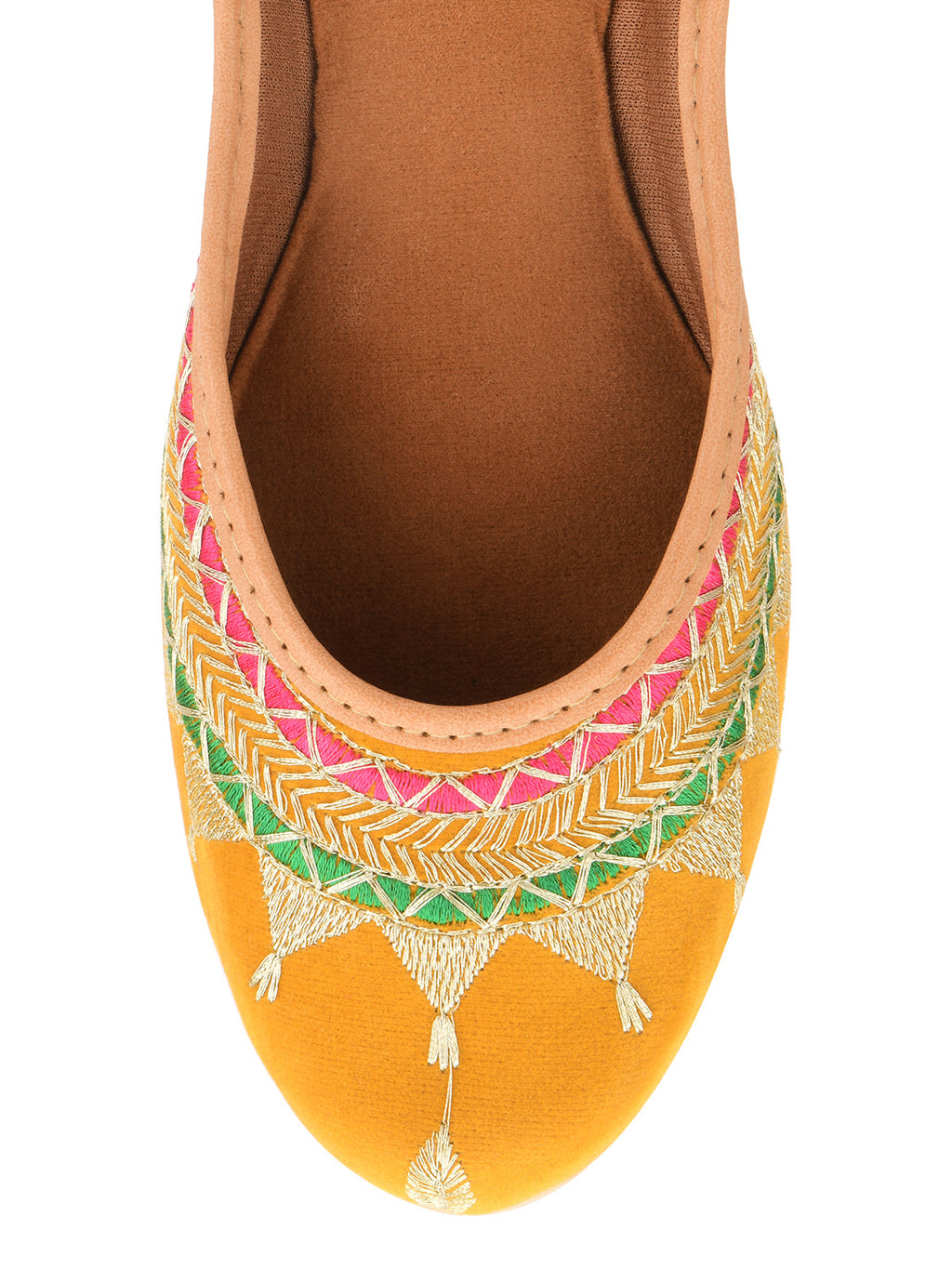 Desi Colour Women Indian Ethnic Footwear-Embroidered Mustard Zari | Grocsy