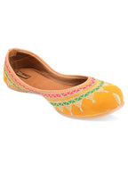Desi Colour Women Indian Ethnic Footwear-Embroidered Mustard Zari | Grocsy