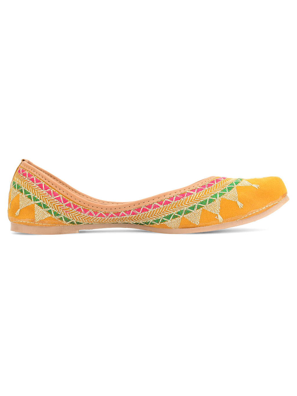 Desi Colour Women Indian Ethnic Footwear-Embroidered Mustard Zari | Grocsy