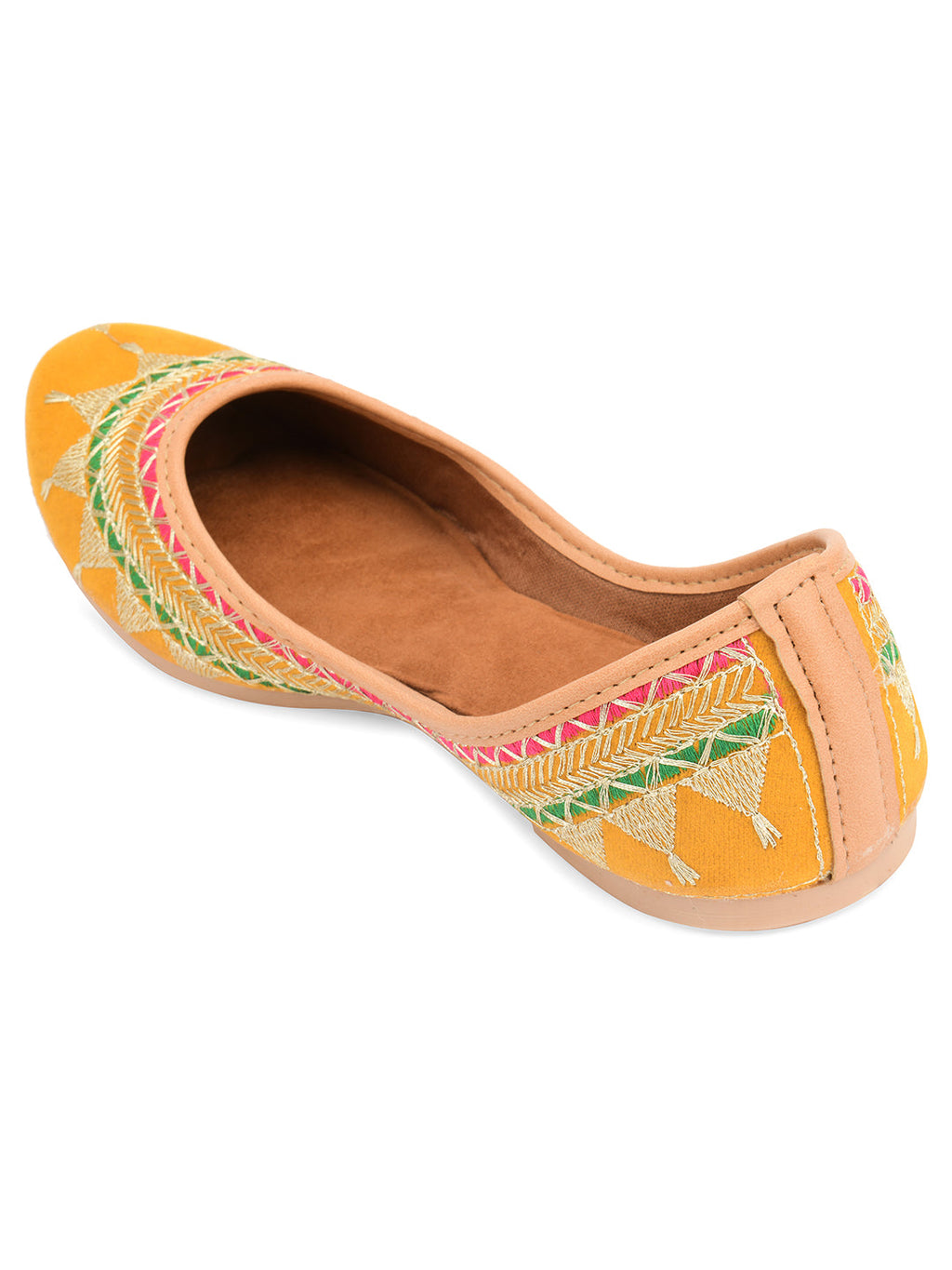 Desi Colour Women Indian Ethnic Footwear-Embroidered Mustard Zari | Grocsy