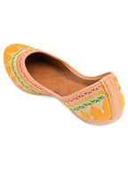 Desi Colour Women Indian Ethnic Footwear-Embroidered Mustard Zari | Grocsy