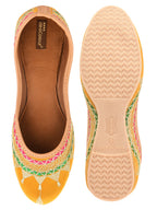 Desi Colour Women Indian Ethnic Footwear-Embroidered Mustard Zari | Grocsy