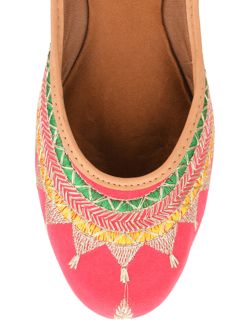 Desi Colour Women Indian Ethnic Footwear-New Mid Range- Pink Zari | Grocsy