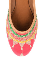 Desi Colour Women Indian Ethnic Footwear-New Mid Range- Pink Zari | Grocsy