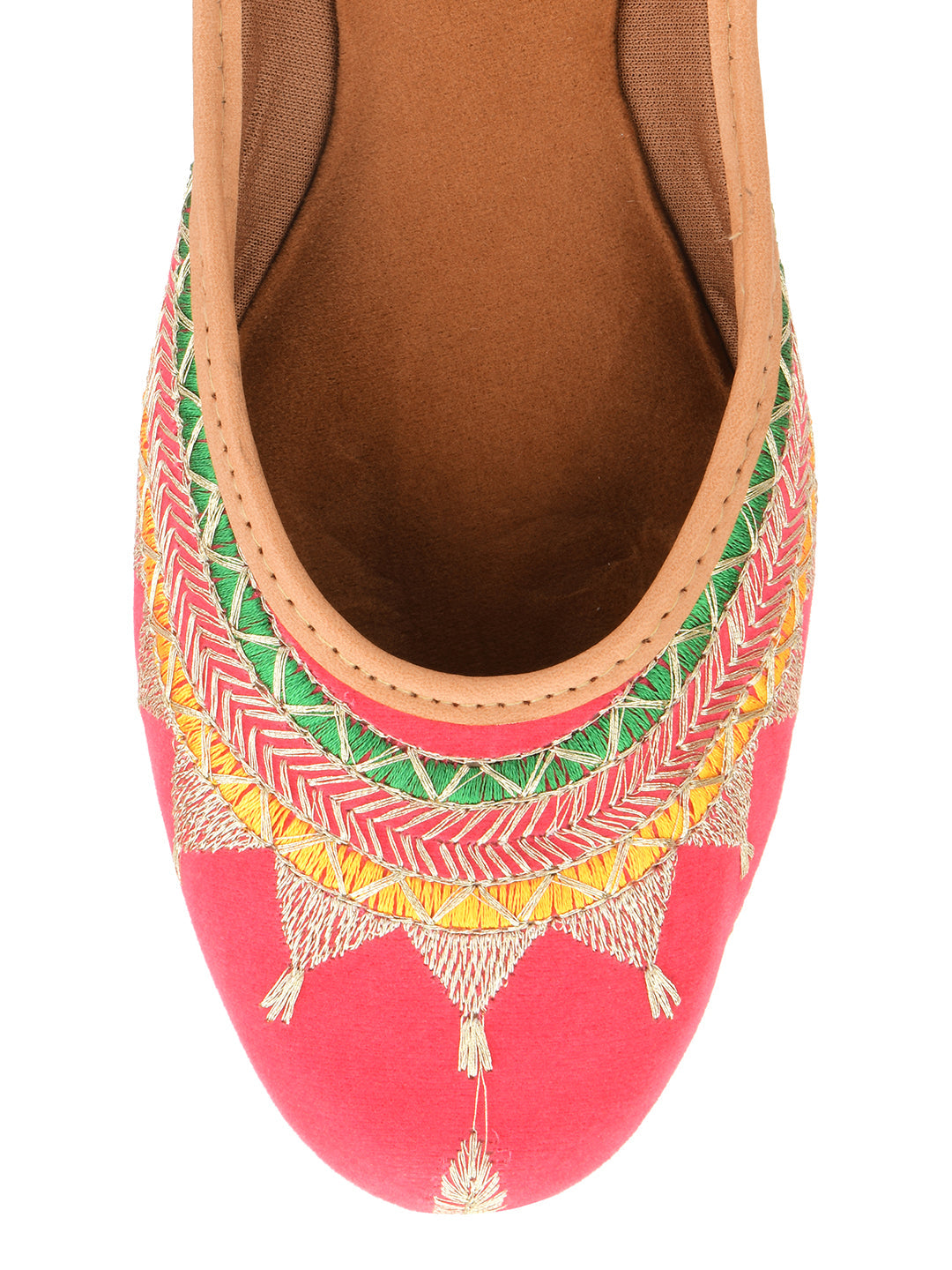 Desi Colour Women Indian Ethnic Footwear-New Mid Range- Pink Zari | Grocsy