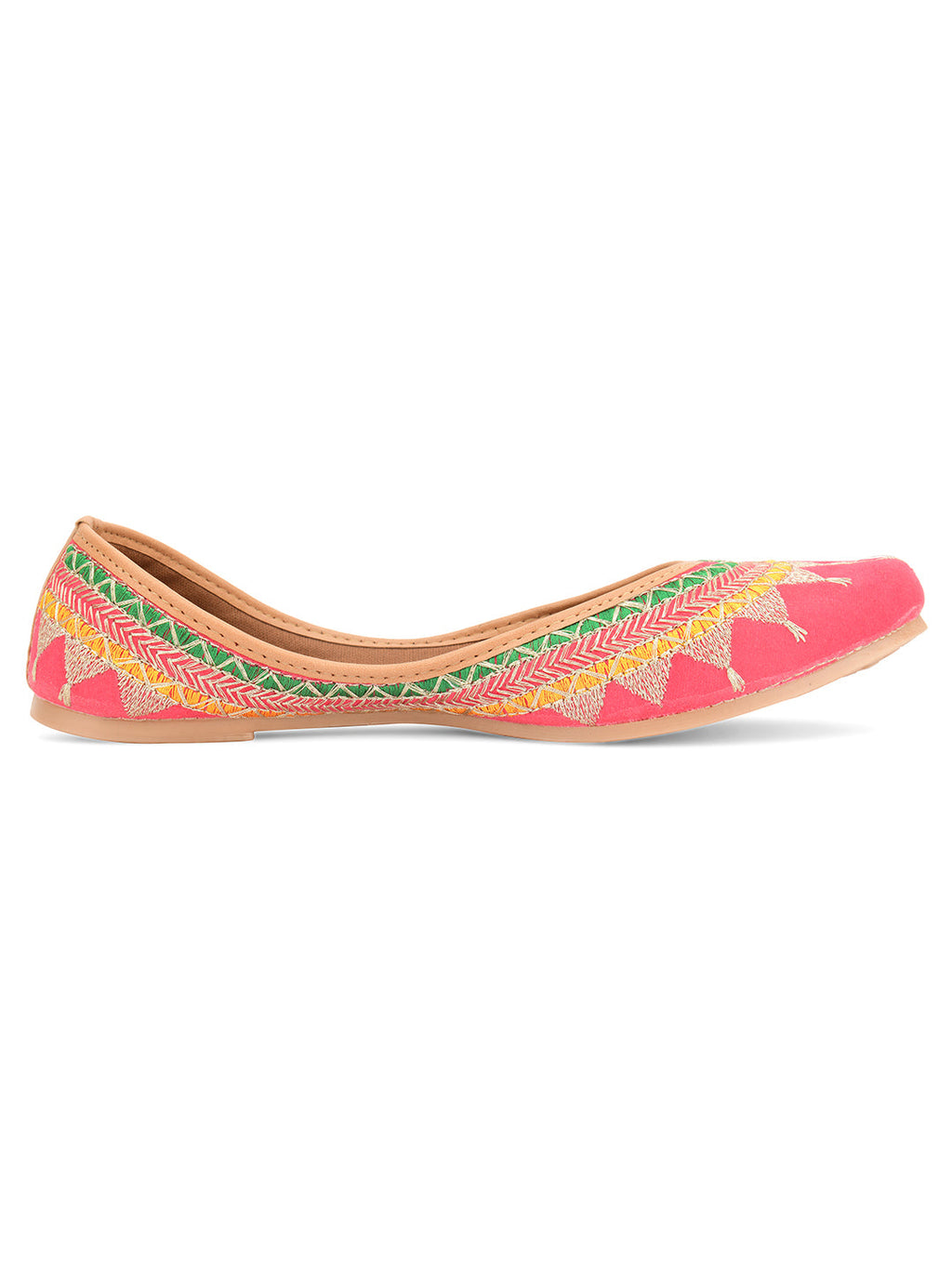 Desi Colour Women Indian Ethnic Footwear-New Mid Range- Pink Zari | Grocsy