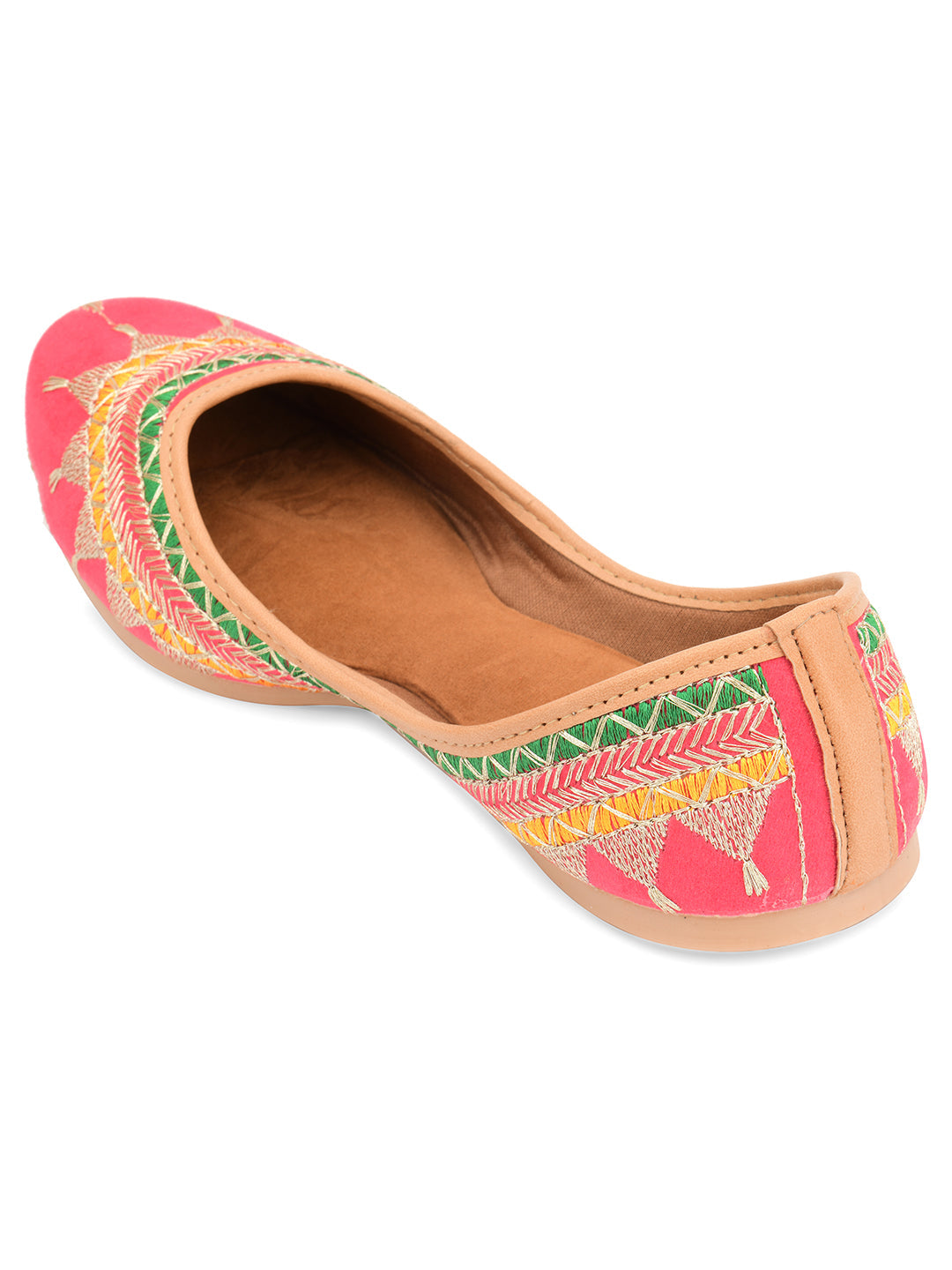 Desi Colour Women Indian Ethnic Footwear-New Mid Range- Pink Zari | Grocsy