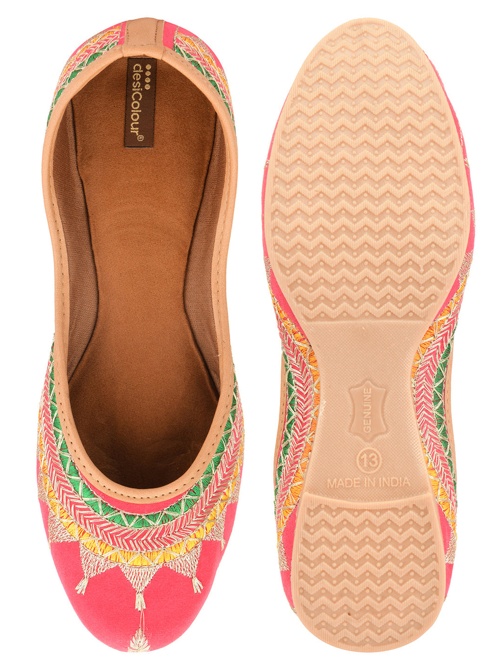 Desi Colour Women Indian Ethnic Footwear-New Mid Range- Pink Zari | Grocsy