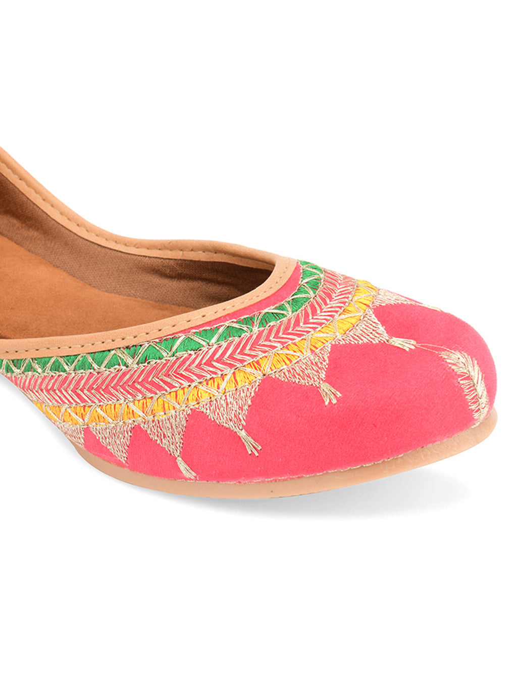 Desi Colour Women Indian Ethnic Footwear-New Mid Range- Pink Zari | Grocsy