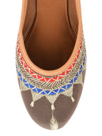 Desi Colour Women Indian Ethnic Footwear-Embroidered Grey Zari | Grocsy