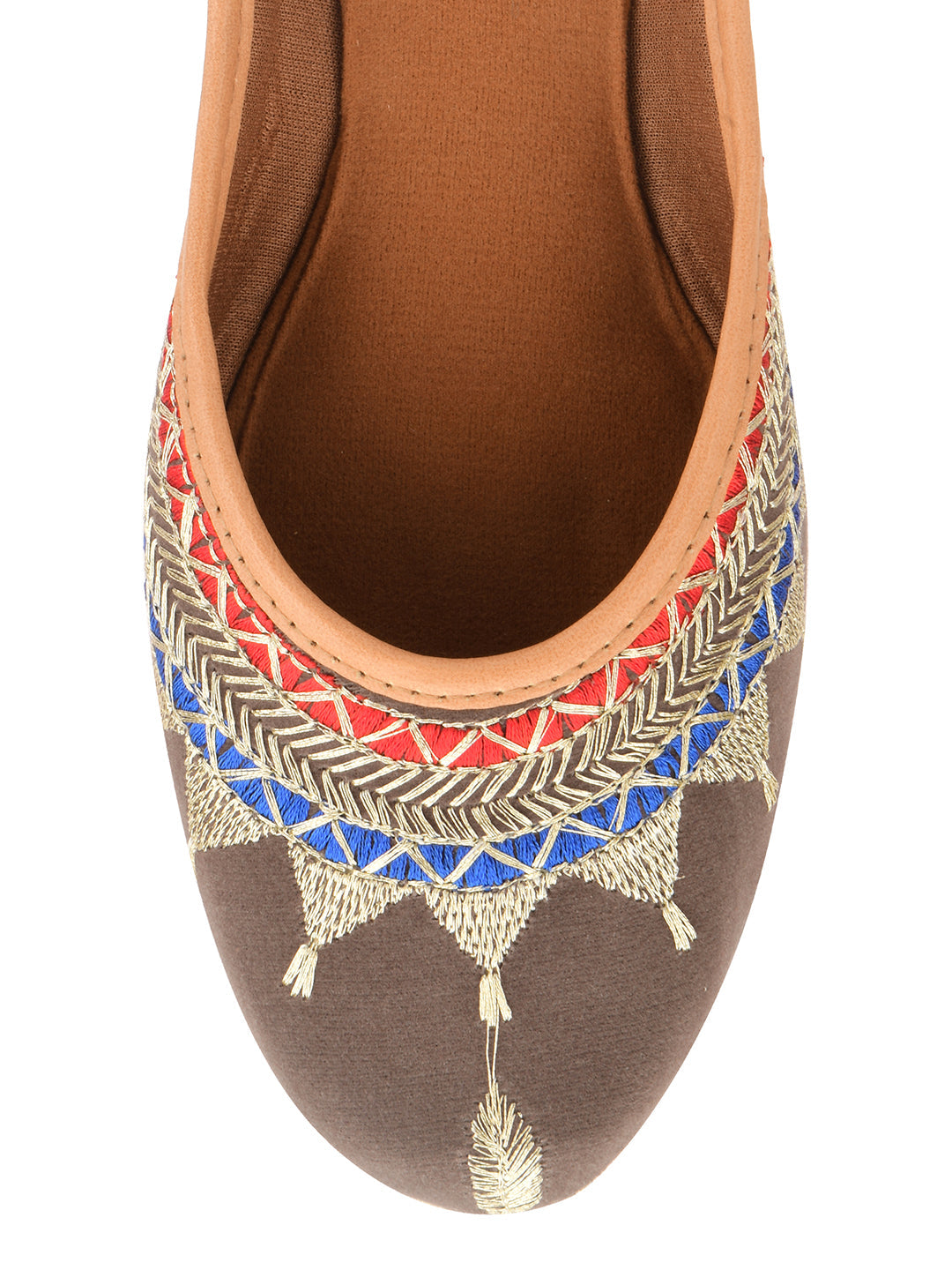 Desi Colour Women Indian Ethnic Footwear-Embroidered Grey Zari | Grocsy
