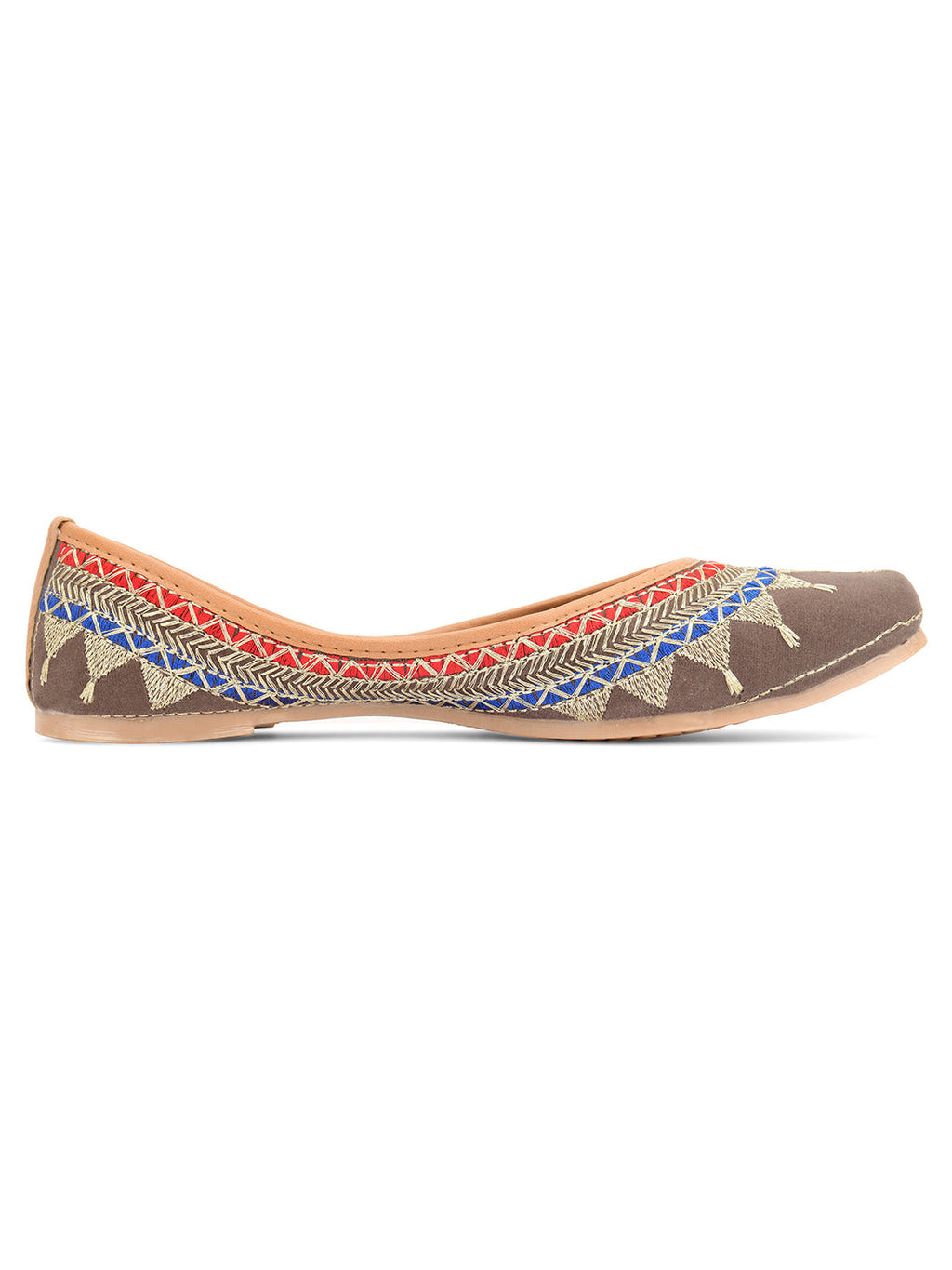 Desi Colour Women Indian Ethnic Footwear-Embroidered Grey Zari | Grocsy