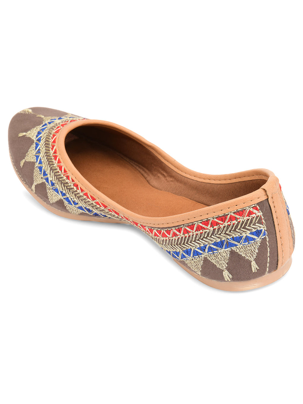 Desi Colour Women Indian Ethnic Footwear-Embroidered Grey Zari | Grocsy