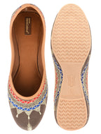 Desi Colour Women Indian Ethnic Footwear-Embroidered Grey Zari | Grocsy