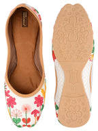 Desi Colour Women Indian Ethnic Footwear-Embellished White Forest Mojari | Grocsy