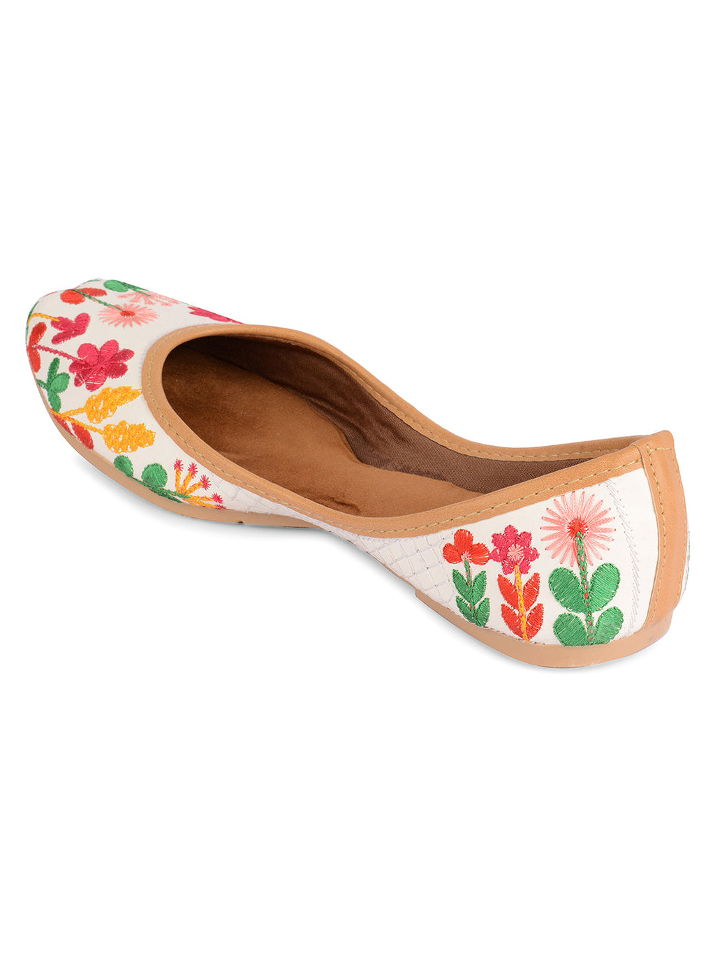 Desi Colour Women Indian Ethnic Footwear-Embellished White Forest Mojari | Grocsy