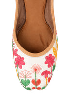 Desi Colour Women Indian Ethnic Footwear-Embellished White Forest Mojari | Grocsy