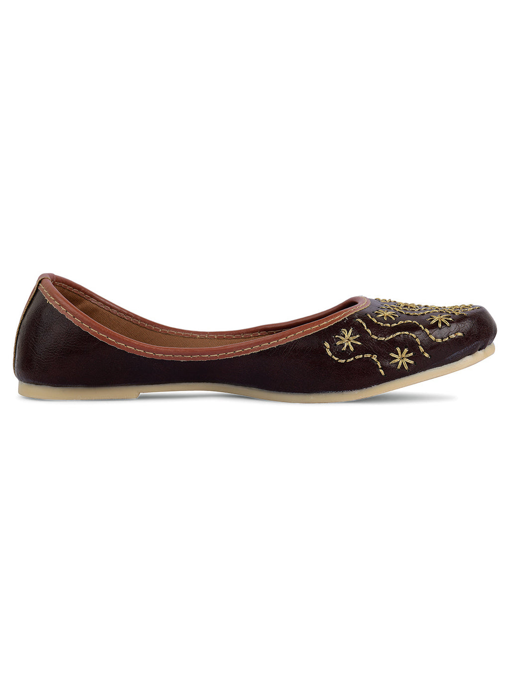 Desi Colour Women Indian Ethnic Footwear-Traditional Dark Brown Polish | Grocsy