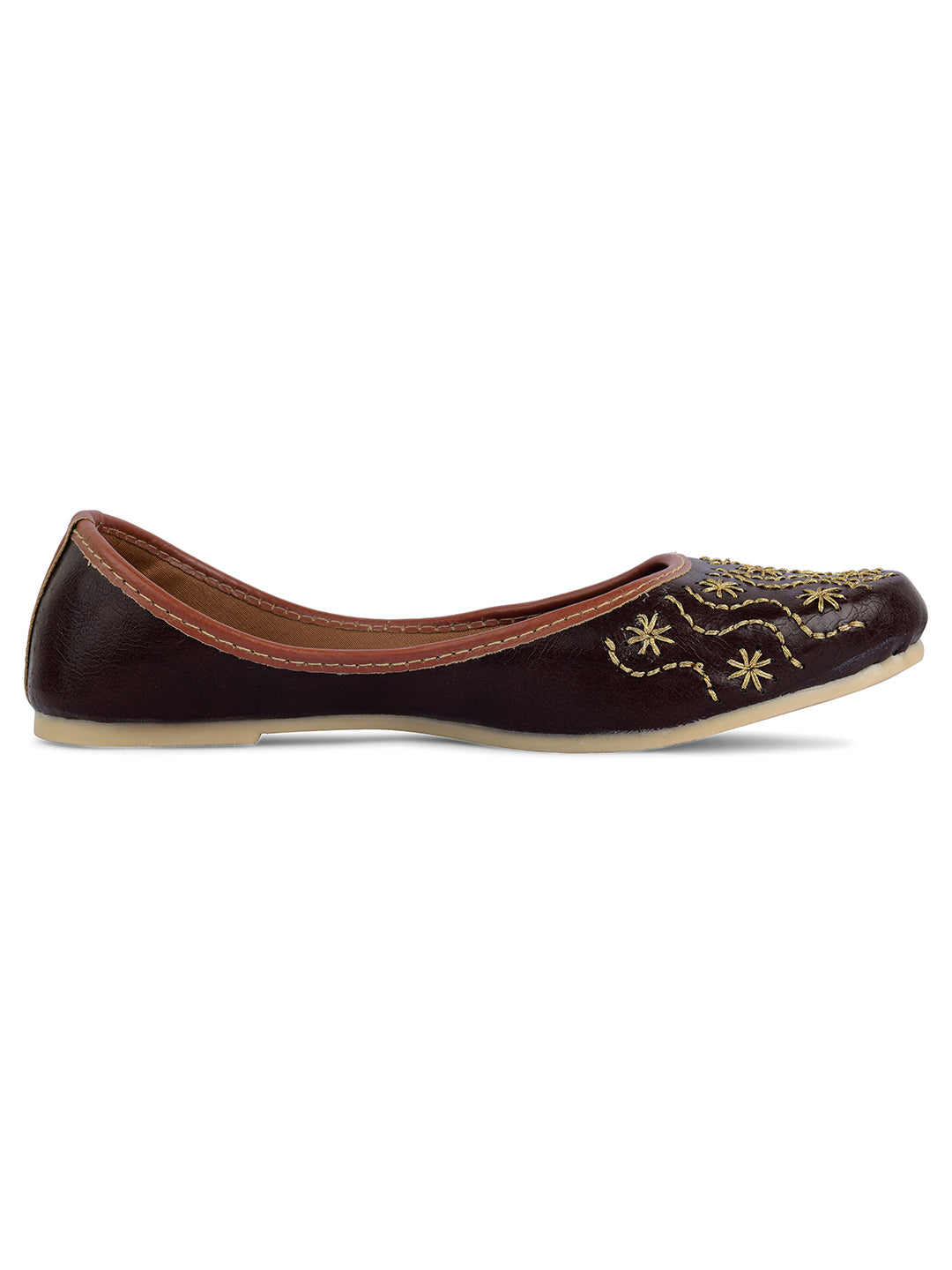 Desi Colour Women Indian Ethnic Footwear-Traditional Dark Brown Polish | Grocsy