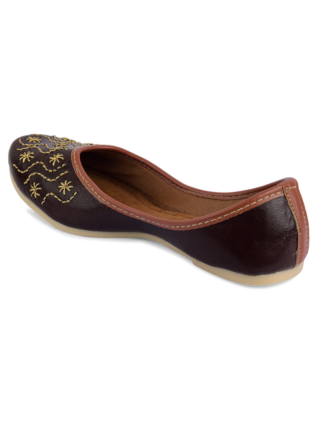 Desi Colour Women Indian Ethnic Footwear-Traditional Dark Brown Polish | Grocsy