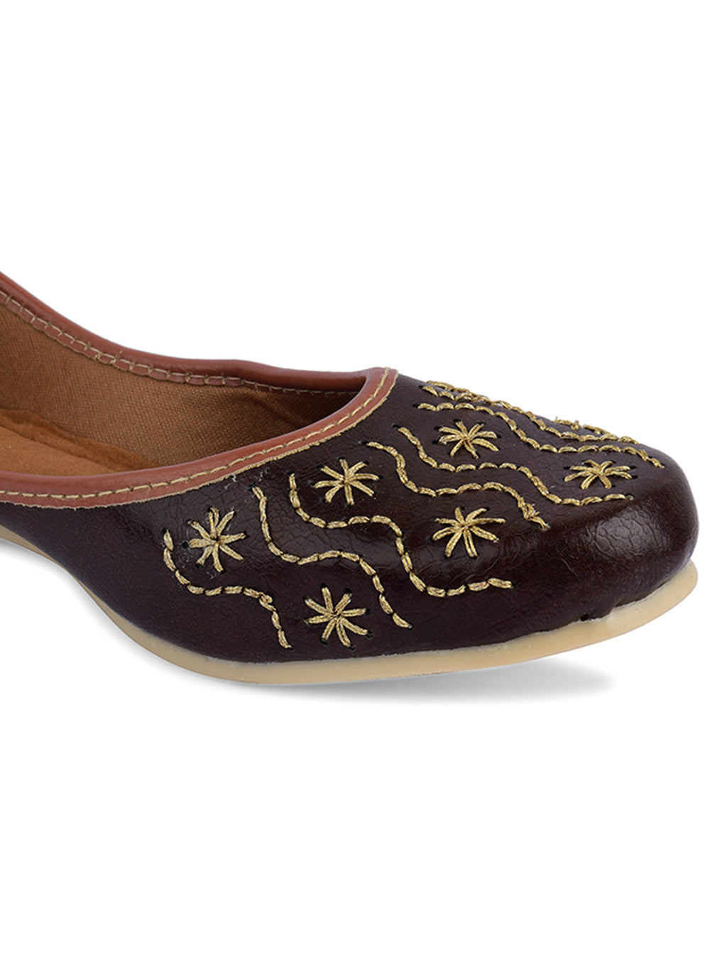 Desi Colour Women Indian Ethnic Footwear-Traditional Dark Brown Polish | Grocsy