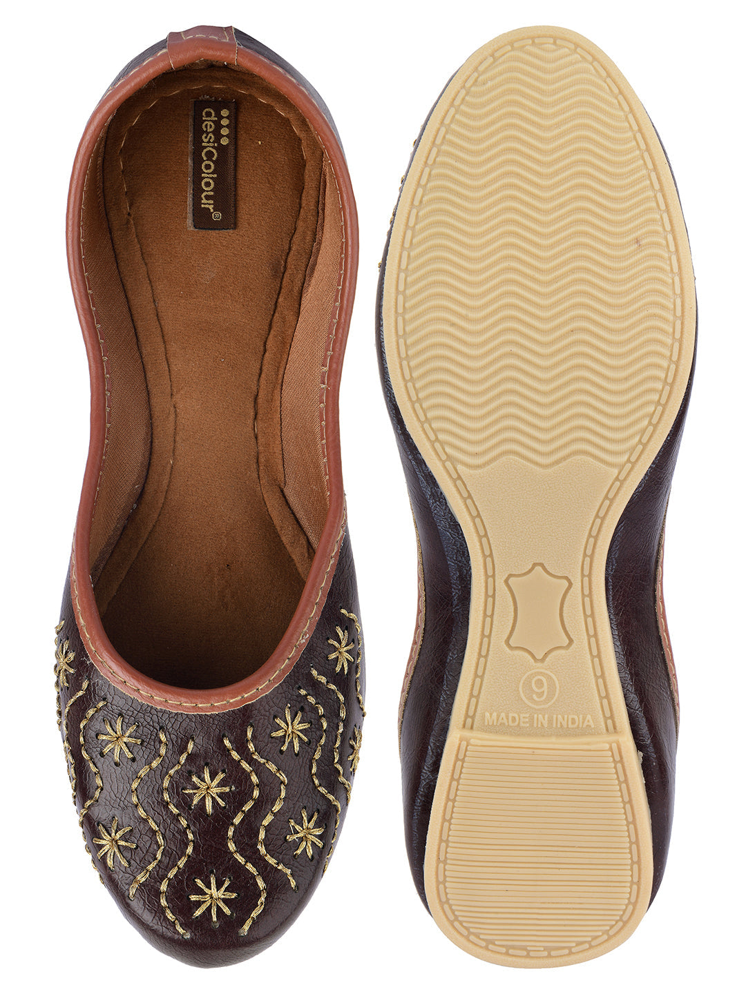 Desi Colour Women Indian Ethnic Footwear-Traditional Dark Brown Polish | Grocsy