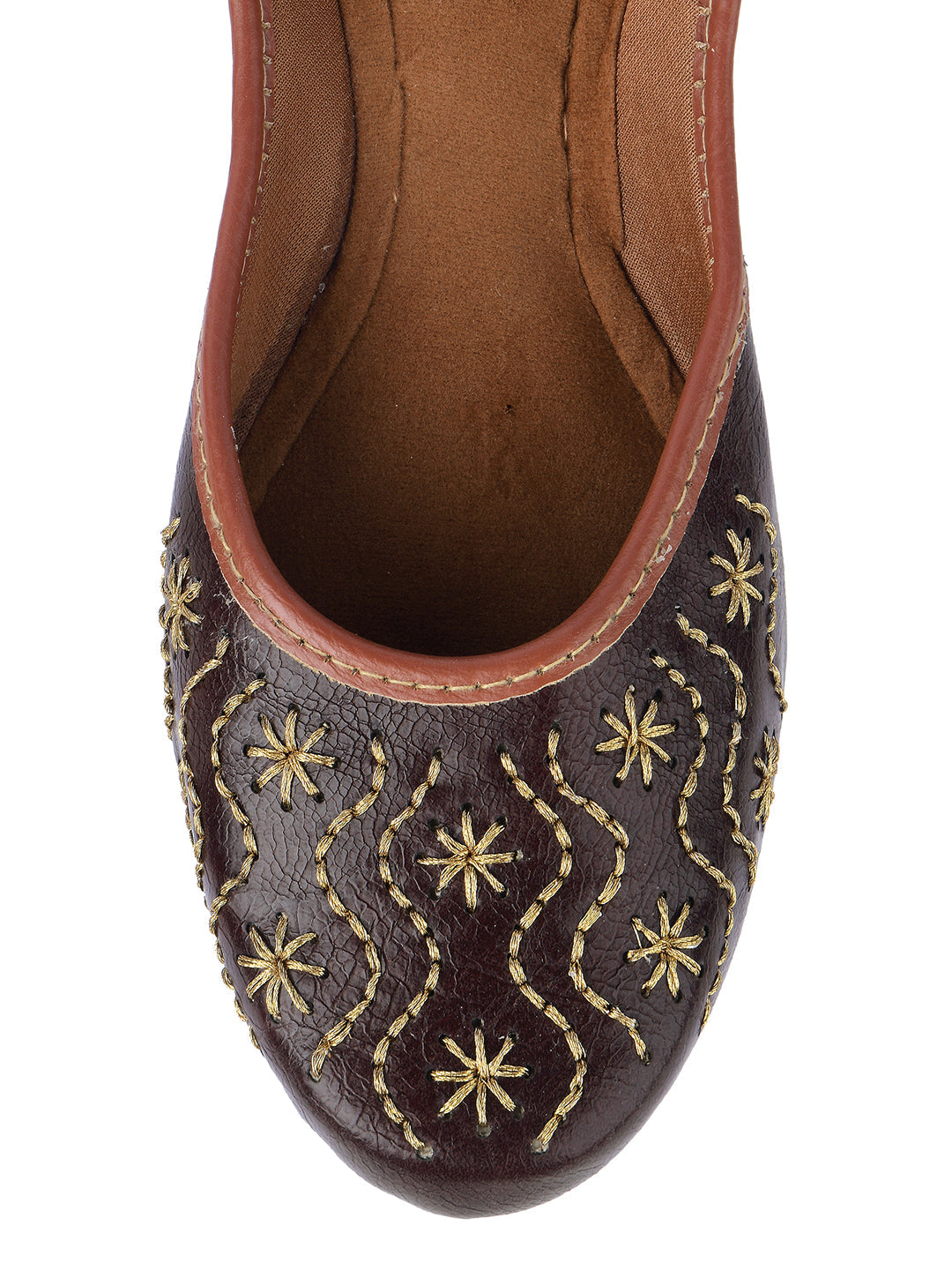 Desi Colour Women Indian Ethnic Footwear-Traditional Dark Brown Polish | Grocsy
