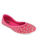 Desi Colour Women Indian Ethnic Footwear-Cushioned Pink Emb | Grocsy