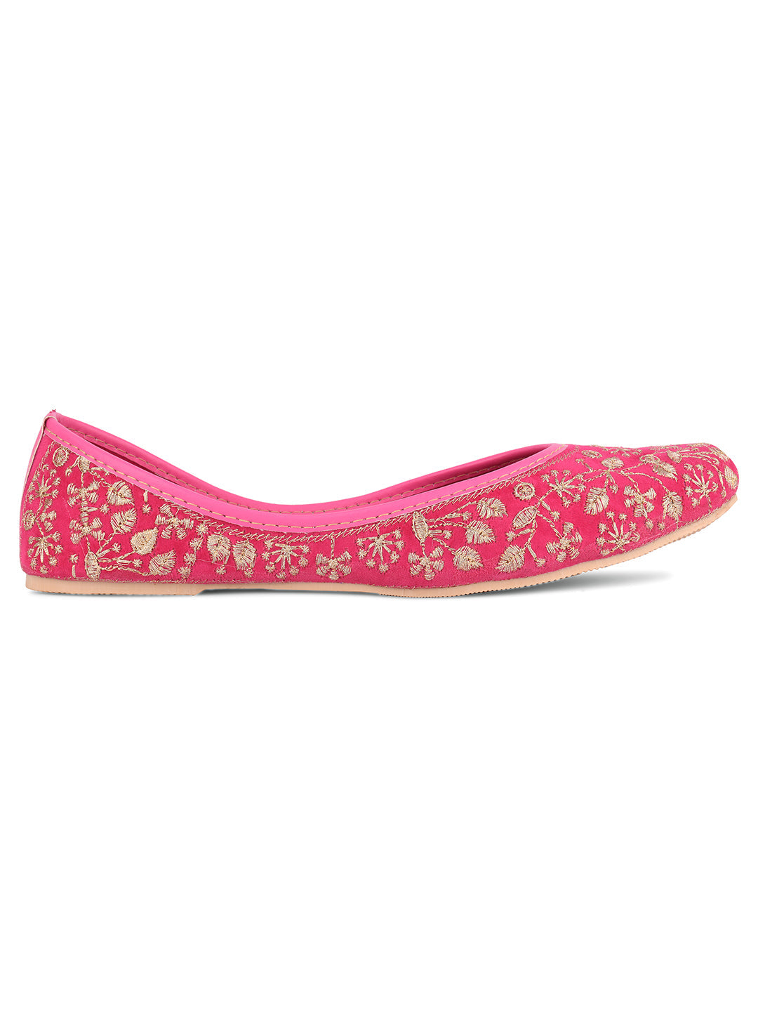 Desi Colour Women Indian Ethnic Footwear-Cushioned Pink Emb | Grocsy