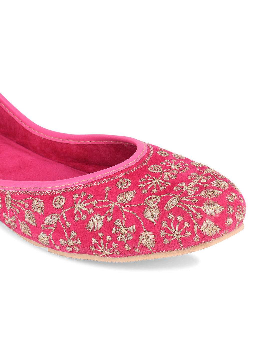 Desi Colour Women Indian Ethnic Footwear-Cushioned Pink Emb | Grocsy
