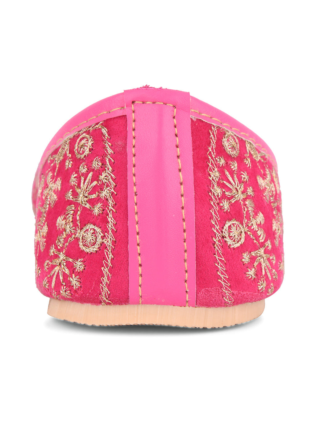Desi Colour Women Indian Ethnic Footwear-Cushioned Pink Emb | Grocsy