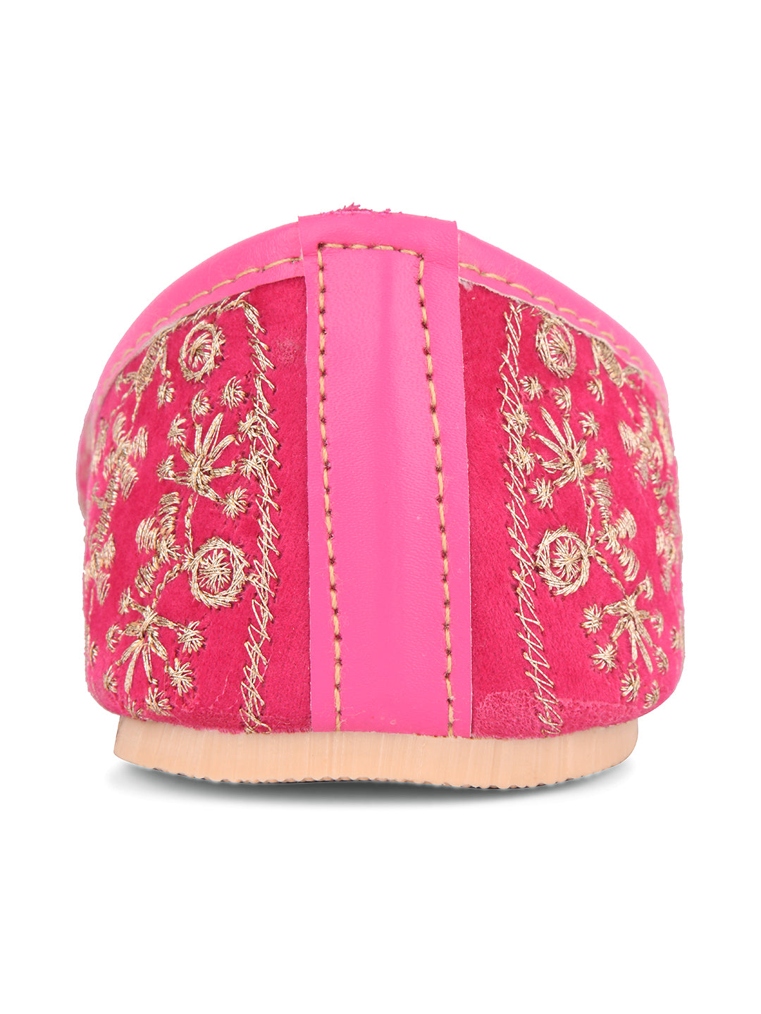 Desi Colour Women Indian Ethnic Footwear-Cushioned Pink Emb | Grocsy
