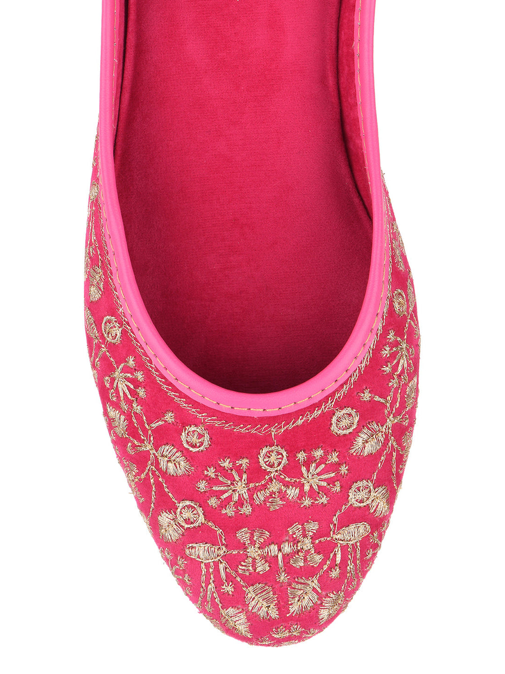 Desi Colour Women Indian Ethnic Footwear-Cushioned Pink Emb | Grocsy