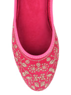 Desi Colour Women Indian Ethnic Footwear-Cushioned Pink Emb | Grocsy