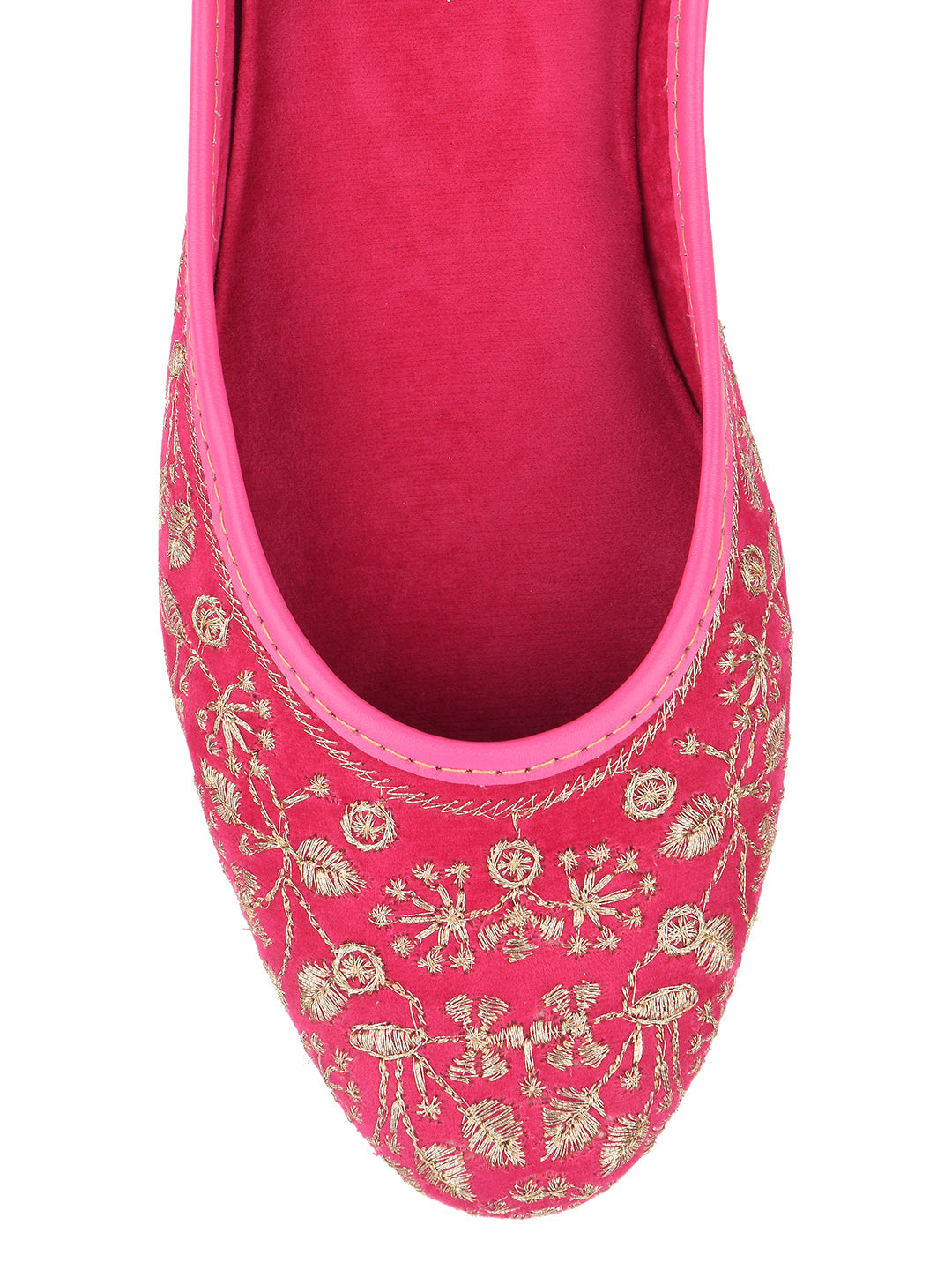 Desi Colour Women Indian Ethnic Footwear-Cushioned Pink Emb | Grocsy