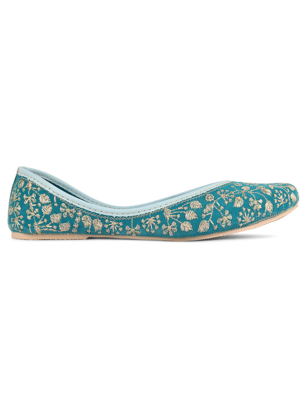 Desi Colour Women Indian Ethnic Footwear-Cushioned Green Emb | Grocsy