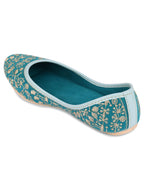 Desi Colour Women Indian Ethnic Footwear-Cushioned Green Emb | Grocsy