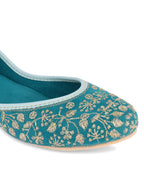 Desi Colour Women Indian Ethnic Footwear-Cushioned Green Emb | Grocsy